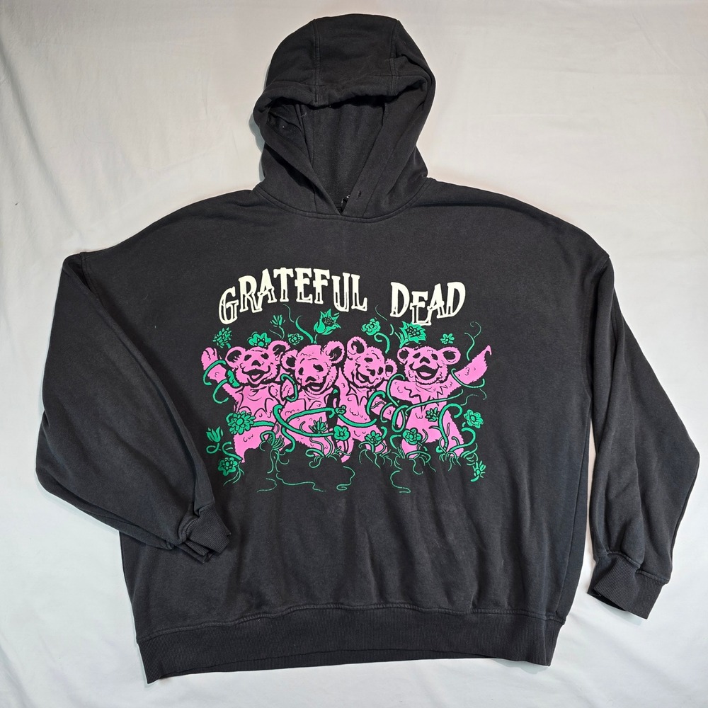 H&M Divided Grateful Dead Dancing Bears Hoodie Black XL Graphic Sweatshirt 2021